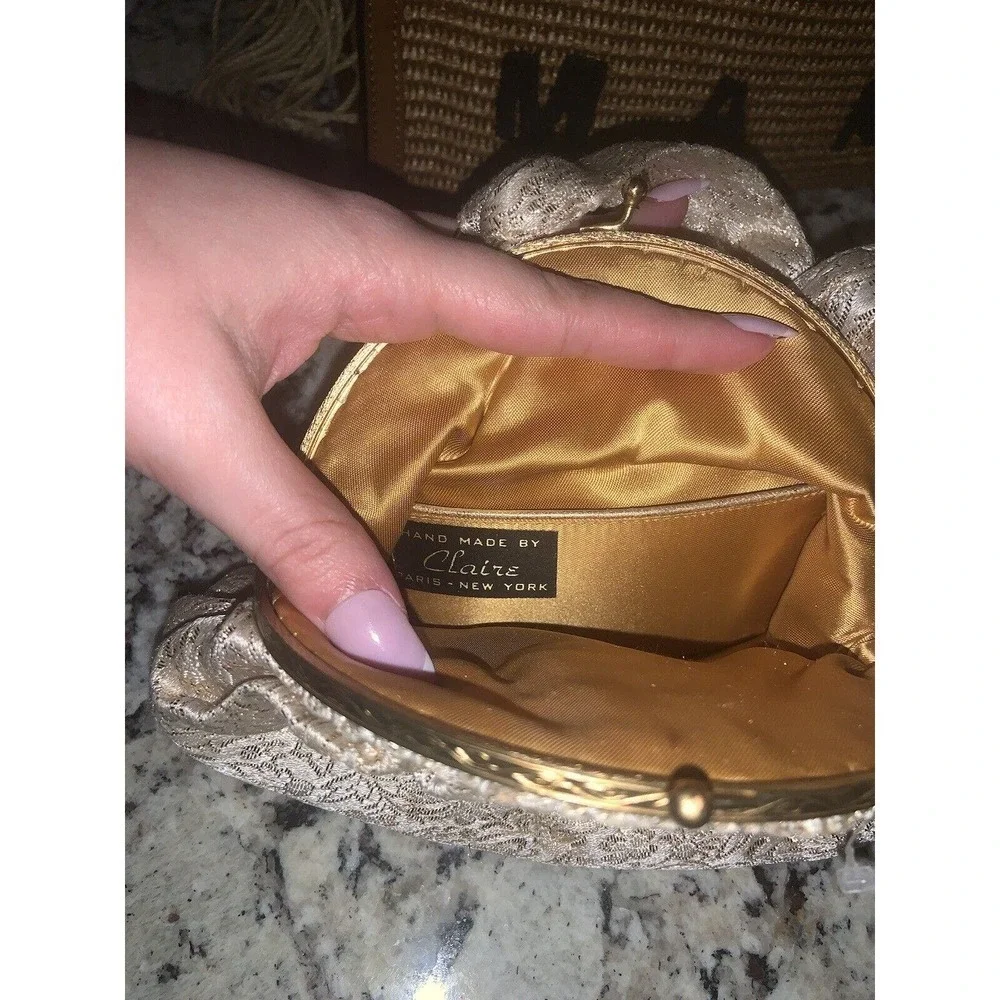 Claire Paris / New York Brocade Mini Vintage Bow Purse Handmade holiday glam
